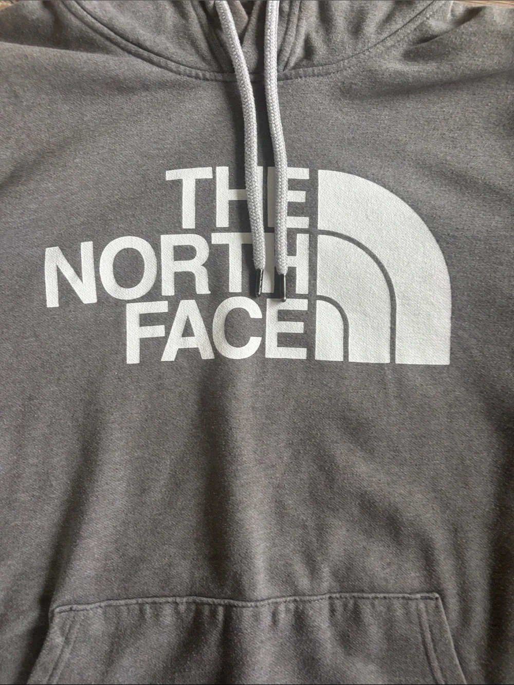 The North Face Gray Pullover Hoodie with White Logo